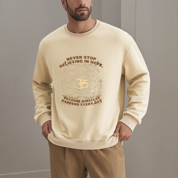 Buddha Stones Never Stop Believing In Hope Om Lotus Design Fleece Lined Polyester Sweatshirt