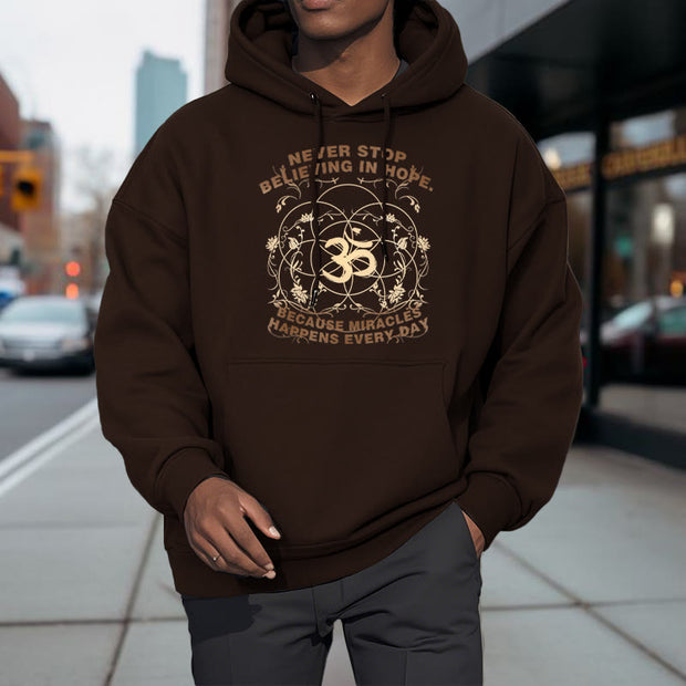 Buddha Stones Never Stop Believing In Hope Om Lotus Design Fleece Lined Hoodie