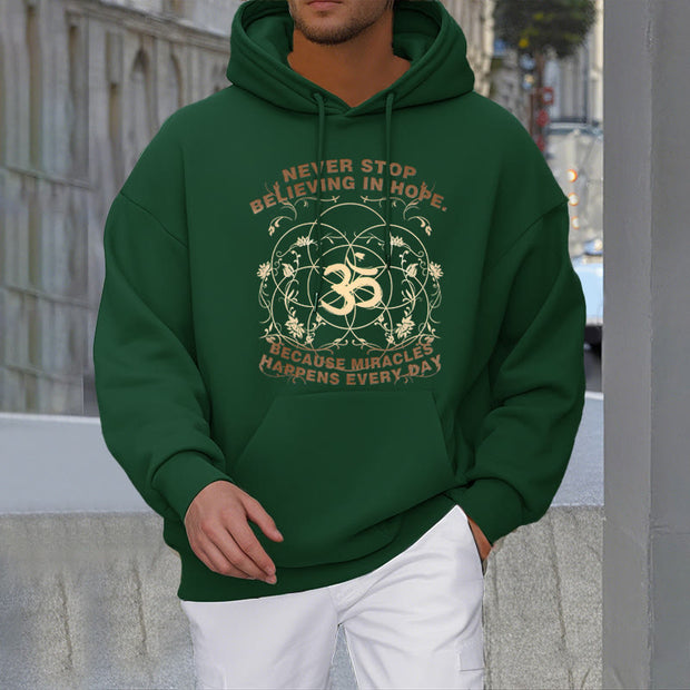 Buddha Stones Never Stop Believing In Hope Om Lotus Design Fleece Lined Hoodie