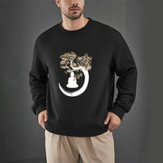 Buddha Stones Buddha Sitting Under The Tree Fleece Lined Polyester Sweatshirt