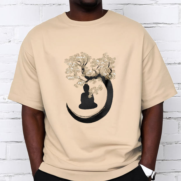 Buddha Stones Buddha Sitting Under The Tree Cotton Tee T-shirt