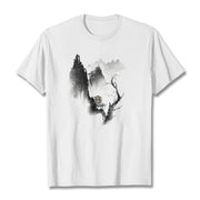 Buddha Stones Pavilion Tree Geese Around The Mountains Pattern Tee T-shirt