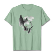 Buddha Stones Pavilion Tree Geese Around The Mountains Pattern Tee T-shirt