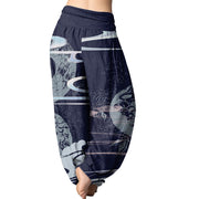 Buddha Stones Auspicious Clouds With Snake Pattern Women's Elastic Waist Harem Pants