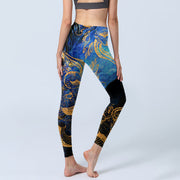 Buddha Stones Black Snake Butterfly Flower Leaves Print Gym Leggings Women's Yoga Pants - image 5