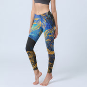 Buddha Stones Black Snake Butterfly Flower Leaves Print Gym Leggings Women's Yoga Pants - Black - US18，UK/AU22，EU50 (4XL) - image 1