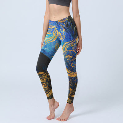 Buddha Stones Black Snake Butterfly Flower Leaves Print Gym Leggings Women's Yoga Pants - Black - US18，UK/AU22，EU50 (4XL) - image 1