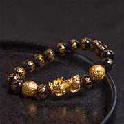 Buddha Stones FengShui PiXiu Obsidian Wealth Bracelet