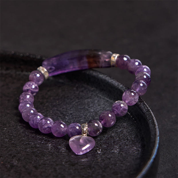 Buddha Stones Natural Quartz Love Heart Healing Beads Bracelet