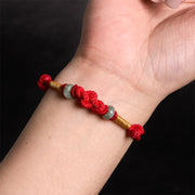 Buddha Stones Red String Jade Luck Fortune Knot Braided Couple Bracelet