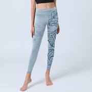 Buddha Stones Blue Soaring Dragon Swirling Clouds Print Gym Leggings Women's Yoga Pants - image 6