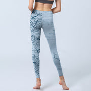 Buddha Stones Blue Soaring Dragon Swirling Clouds Print Gym Leggings Women's Yoga Pants