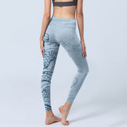Buddha Stones Blue Soaring Dragon Swirling Clouds Print Gym Leggings Women's Yoga Pants - image 5