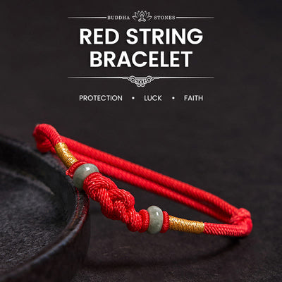 Buddha Stones Red String Jade Luck Fortune Knot Braided Couple Bracelet