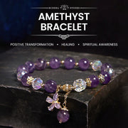 Buddha Stones Natural Amethyst Crystal Spiritual Butterfly Charm Bracelet