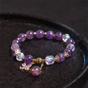 Buddha Stones Natural Amethyst Crystal Spiritual Butterfly Charm Bracelet