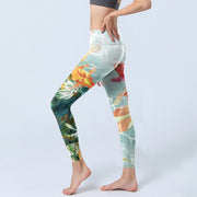 Buddha Stones Green Koi Fish White Lotus Water Ripples Print Gym Leggings Women's Yoga Pants - image 3