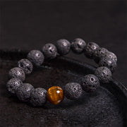 Buddha Stones Lava Rock Tiger Eye Stone Peace Healing Bracelet