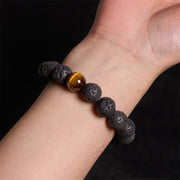 Buddha Stones Lava Rock Tiger Eye Stone Peace Healing Bracelet