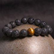 Buddha Stones Lava Rock Tiger Eye Stone Peace Healing Bracelet