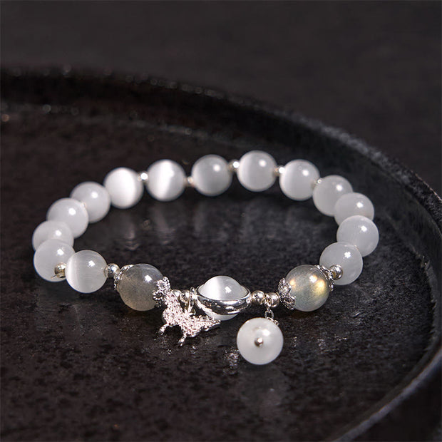 Buddha Stones Cat's Eye Moonstone Butterfly Star Charm Support Bracelet