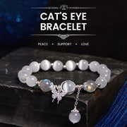 Buddha Stones Cat's Eye Moonstone Butterfly Star Charm Support Bracelet