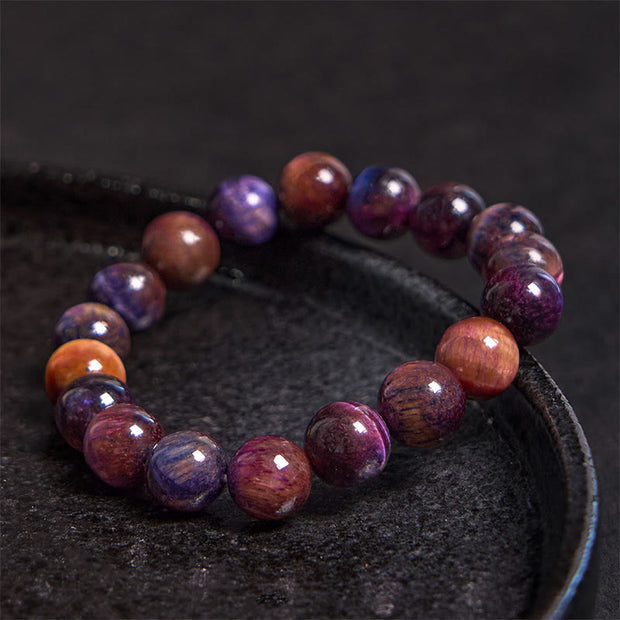 Buddha Stones Natural Purple Tiger Eye Protection Strength Bracelet