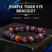 Buddha Stones Natural Purple Tiger Eye Protection Strength Bracelet