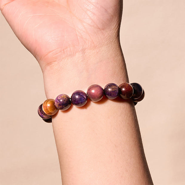 Buddha Stones Natural Purple Tiger Eye Protection Strength Bracelet