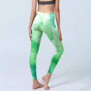 Buddha Stones Green Ink Wash Pattern Gym Leggings Women's Yoga Pants - image 5