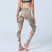 Buddha Stones White Brown Flowers Pattern Gym Leggings Women's Yoga Pants - image 5