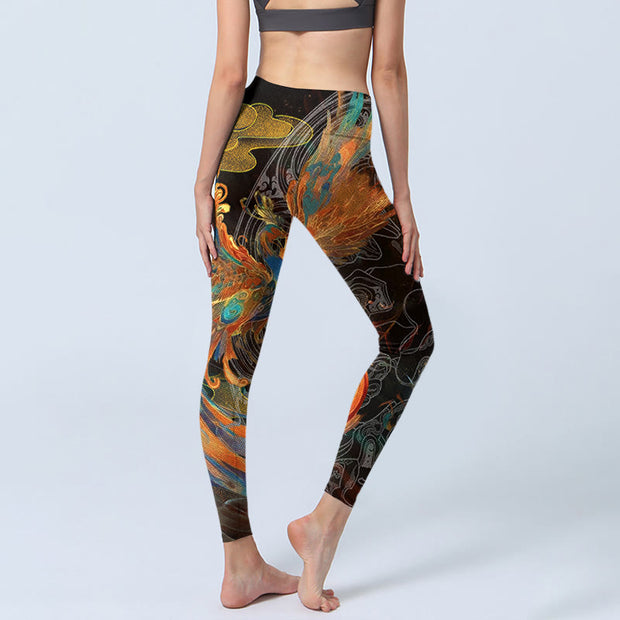 Buddha Stones Vibrant Phoenix Gym Leggings Women's Yoga Pants - image 5