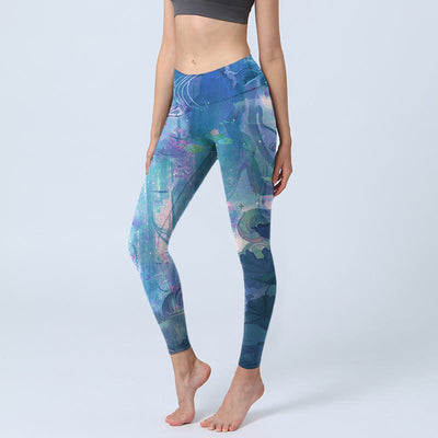 Buddha Stones Lotus Flowers Leaves Birds Gym Leggings Women's Yoga Pants - RoyalBlue - US18，UK/AU22，EU50 (4XL) - image 1