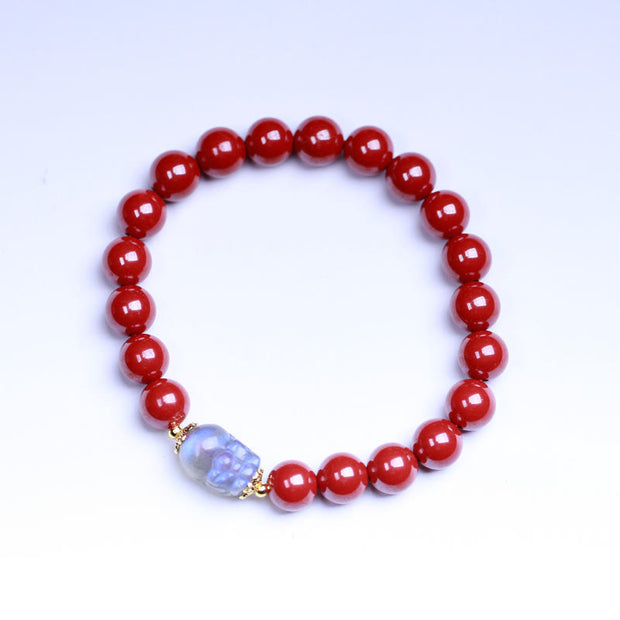 Buddha Stones Cinnabar Moonstone PiXiu Blessing Bracelet Bracelet BS 6