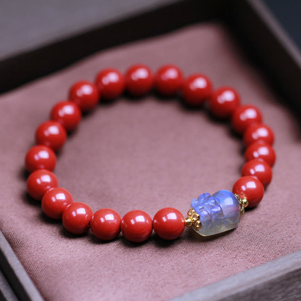 Buddha Stones Cinnabar Moonstone PiXiu Blessing Bracelet Bracelet BS 1