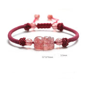 Buddha Stones Natural Strawberry Quartz PiXiu Red String Braided Protection Bracelet Bracelet BS 3