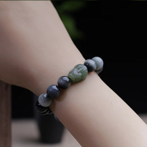 Buddha Stones Natural Eagle's Eye Stone Hetian Jade Pixiu Confidence Bracelet Bracelet BS 4