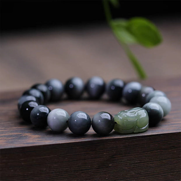 Buddha Stones Natural Eagle's Eye Stone Hetian Jade Pixiu Confidence Bracelet Bracelet BS 5