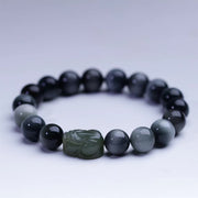 Buddha Stones Natural Eagle's Eye Stone Hetian Jade Pixiu Confidence Bracelet Bracelet BS 6