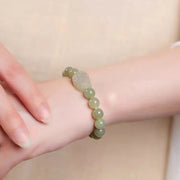 Buddha Stones Natural Hetian Jade PiXiu Carved Luck Bracelet Bracelet BS 7