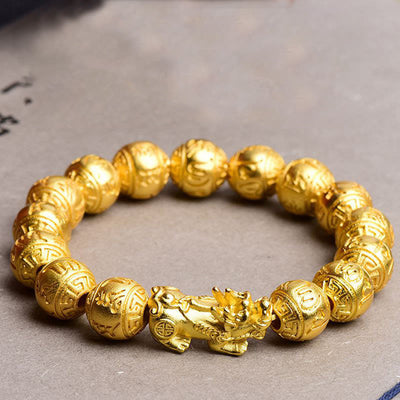 Buddha Stones PiXiu Om Mani Padme Hum Carved Wealth Bracelet Bracelet BS PiXiu(Wrist Circumference: 14-17cm)