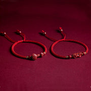 Buddha Stones Handmade Cinnabar Ruyi Handle Fu Character PiXiu Blessing Red String Braided Bracelet Bracelet BS 20