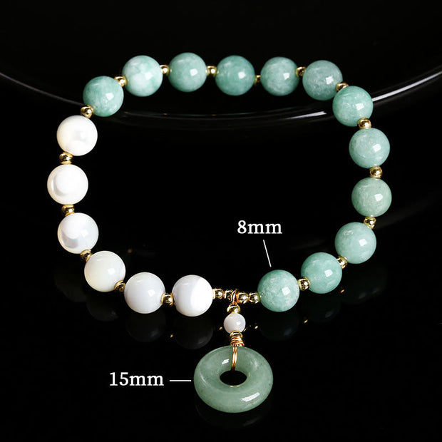 Buddha Stones Jade Trochus Horseshoe Snail Peace Buckle Charm Abundance Bracelet Bracelet BS 8