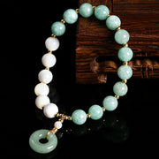 Buddha Stones Jade Trochus Horseshoe Snail Peace Buckle Charm Abundance Bracelet