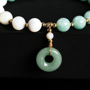 Buddha Stones Jade Trochus Horseshoe Snail Peace Buckle Charm Abundance Bracelet Bracelet BS 9