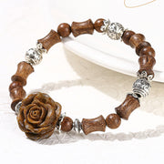 Buddha Stones Sandalwood Bamboo Pattern Camellia Healing Bracelet