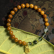 Buddha Stones Green Phantom Citrine Rutilated Quartz Super Seven Crystal Confidence Bracelet