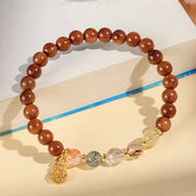 Buddha Stones Green Phantom Citrine Rutilated Quartz Super Seven Crystal Confidence Bracelet