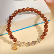 Buddha Stones Green Phantom Citrine Rutilated Quartz Super Seven Crystal Confidence Bracelet