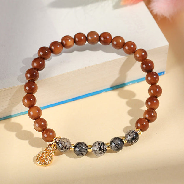 Buddha Stones Green Phantom Citrine Rutilated Quartz Super Seven Crystal Confidence Bracelet